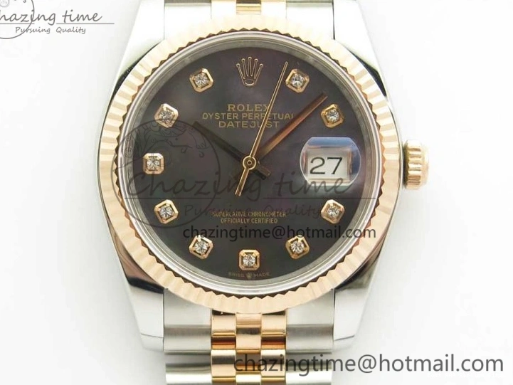 116231 Bracelet Diam on GMF Dial Wrapped 904 3274 SS RG Black FashionForward 36mm SS Wrapped Jubilee A DateJust MOP RG 0121